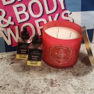 Bubbly Rose 3-wick candle & Wallflowers